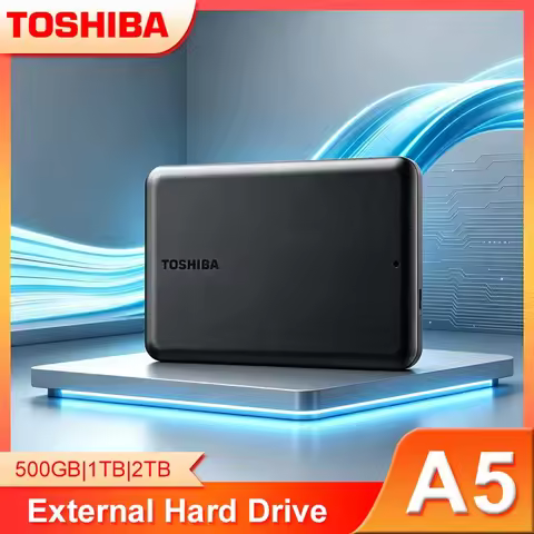 Toshiba A5 Series Small Black Portable Hard Drive High-Speed USB 3.2 Gen1 500GB/1TB/2TB Compatible W