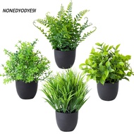 NONEDYODYE9I 2Pcs Artificial Plants, with Black Pot Eucalyptus Lavender Fake Plant,  Small Potted Gr