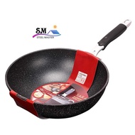 Japan SARA Marble Stone Coating Non-Stick Frying Pan & Wok/ Stir-Fry Pan /Cooker Wok /Kuali Pemasak