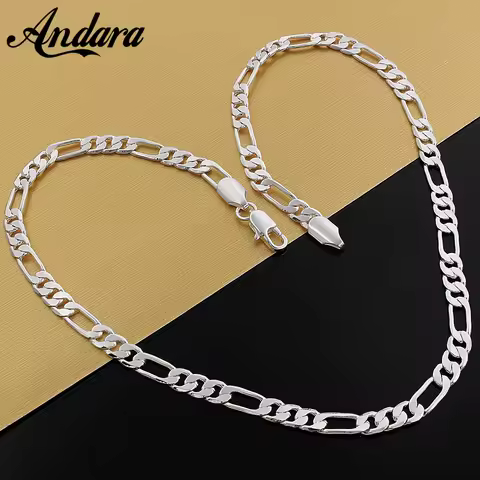 Silver Necklace Men&Women 925 Sterling Silver Color Necklace Three Rooms One Ferrero Necklace Silver