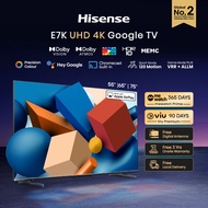 Hisense E7K Smart Google TV 55 inch | Dolby Vision | Dolby Atmos | MEMC | HDR 10 | VRR + ALLM | Dual Wifi 2.4/5G | Bluetooth 5.0 | HDMI (eARC)