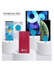 1 Hora Power Bank 10000 mah Ultra Slim de Bateria Portatil, con Cable Micro USB 20cm, Puertos USB C LED Indicadores de Carga Powerbank 10000 Compatible para todas las marcas