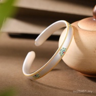 Bracelet Ruyi Country Landscape Cloisonne Sapphire Flower Handmade S999.9 Silver Bracelet Retro Gold