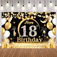 1pc 18th Birthday Black Gold Background Balloon Birthday Party Background Cloth 82.7 * 59.1/59.1 * 3