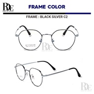 Robins - Kacamata Bulat Model Titanium Lensa Minus Photocormic Blueray Pria Wanita 2825