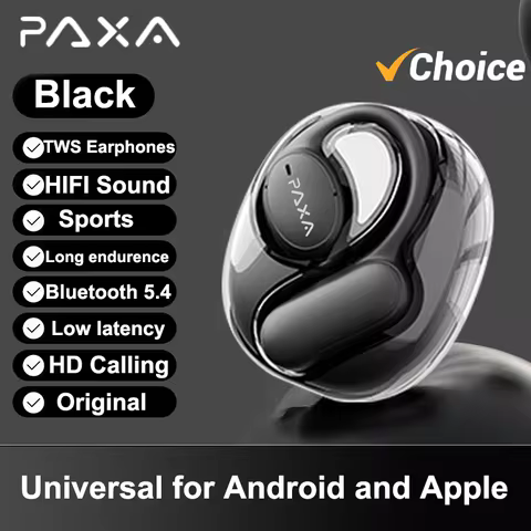 PAXA OpenAir5 Wireless Bluetooth 5.4 Earphones Hi-Fi stereo touch Earbuds Sports Game Music LED Powe