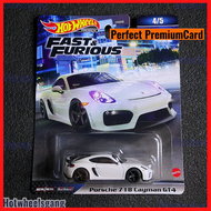 Hot Wheel Porsche 718 Cayman GT4 Fast & Furious 2023 Premium Car Collection Series White Model Exoti