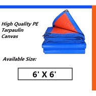 Blue Orange Waterproof Canvas Tarpaulin Sheet Canopy Camping Kanvas Khemah Pasar Malam Penutup Size 6 x 6