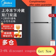 mini fridge Midea Refrigerator112Household Double-Door Dormitory Rental Small Refrigerator Energy Saving Mini NoiselessB