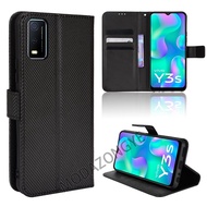 VIVO Y3s 2021เคสโทรศัพท์พับได้เคสตั้งได้ VIVO Y3s 2021 VIVOY3s เคสกระเป๋าตังค์หนัง PU ฝาหลัง