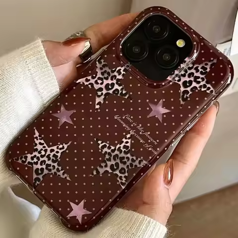 Y2K Star Leopard Phone Case for Samsung Galaxy A37 A57 A17 A07 A56 A36 A26 A73 A55 A54 A53 A52 A34 A