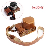 กล้องเคสหนัง PU กระเป๋าสำหรับ Sony A6000 A6100 A6400 A6300 ILCE-6400ฝาครอบป้องกันกระเป๋ามีที่เปิดแบตเตอรี