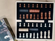 Cờ Vua Gỗ Sồi Gắn Đế Nam Châm Cờ Vua Xuất Mỹ 2 trong 1 Cờ đam checkers 24 quân Giúp Bé Phát Triển Tư