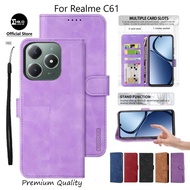 Flip Case Wallet Realme C61 Leather Premium Case Wallet Leather Case Wallet Case hp