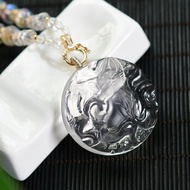 Handmade Natural White Crystal Little Proud Nine-Tailed Fox Necklace White Crystal Nine-Tailed Neckl