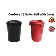 Century 15 Gallon Pail With Cover / Big Dustbin/Tong Sampah Hitam Bucket / Bakul /Bekas Air Plastik