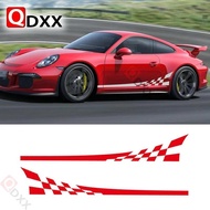Racing Flag Graphics Sticker Car Door Side Skirt Vinyl Decals For Porsche 911 997 Exterior Accessori