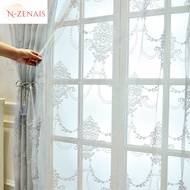 exinshangmao European Grey Tulle Luxury Curtains for Living Dining Room Bedroom Lace Yarn Simplicity Window Blackout Custom Embroider Sheer