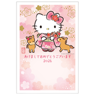 Sanrio - 日本和服Hello Kitty 馬仔一對款 2026馬年新年賀卡明信片 日本製 3枚入 [平行進口]