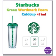Starbucks/ Starbucks Green Wordmark Foam Coldcup 473ml+Free Straw Cleaning Brush / Starbuck Korea/ Starbucks Coldcup/ Starbucks Tumbler/ From Starbucks Korea