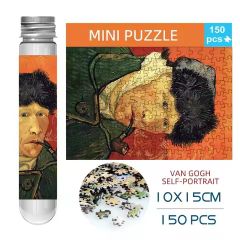 150pcs Mini Test Tube Puzzle Van Gogh Self-Portrait Famous Painting Educational Game Home Decor Fest
