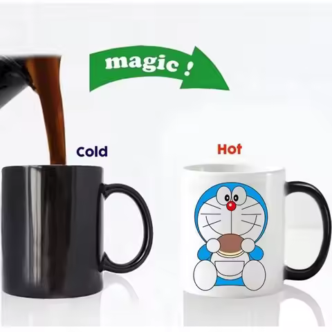 New Doraemon Kawaii Blue Fat Man Cartoon Peripheral Creative Water Cup Cute Doraemon Color Changing 