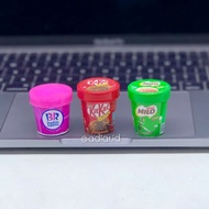 MINIATURE FRIDGE MAGNET SOUVENIR ICE CREAM CUP PRODUCT BASKIN ROBINS, MILO, KITKAT