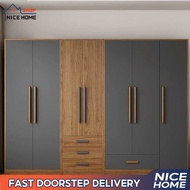 TanggoRetro Solid Wood Wardrobe Storage Cabinet Wardrobe With Drawers Small Wardrobe 1/2/3/4/5 Doors