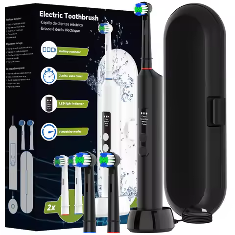Portable Electric Toothbrush with 4 Cleaning Modes, Wireless Charging and 2 Min Smart Timer, Compati