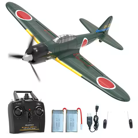VOLANTEXRC RC Plane for Beginners 4CH RC Airplane A6M Zero with 2 Battery, Aileron 2.4Ghz Remote Con