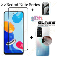 3-In-1 Tempered Glass For xiaomi Redmi note 11s 11 Pro 5G/Redmi Note 12 12Pro 12Pro+ 5G/Redmi note 10 4G 5G 10s 10 Pro 5G  Full Cover Tempered Glass Screen Protector film + camera lens film + carbon fiber back film