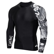 LAFROI Men's Long Sleeve SwimSuit Rush guard Fit Compression Rash Guard Sportswear Gym Clothes Fitne