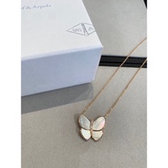 【Best quality】Vca 18k rose gold white fritilliard set with diamond butterfly necklace female noble e