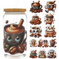 12pcs/Set Exquisite Cute Coffee Characters Style 16 OZ UV DTF Cup Wrap Packaging Transfer Paper, Use