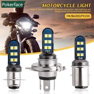 POKERFACE Motorcycle 12V 12 SMD HeadLight Bulbs H4 BA20D PX15D LED Hi Lo H6 BA20D Head Light Lamp G7
