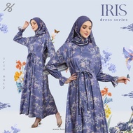 HESSYA Dress Iris Gamis Muslim Wanita Motif Bunga Bahan Toyobo Premium