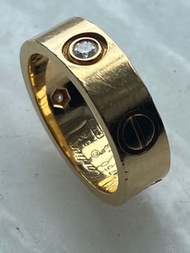 Cartier 卡地亞 Love系列 18K玫瑰金 鑲三粒鑽石戒指