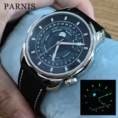 42mm Parnis Blue Romantic Starry Sky Dial Sapphire Crystal Men Stainless Steel Automatic Watch