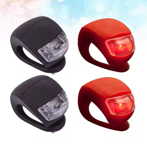 4pcs Silicone Frog Lamp Beetle Lamp Durable Waterproof Bicycle Light Set Bike Rear Front Wheel Safet