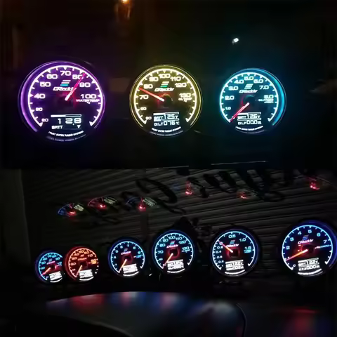 GReddi Boost Gauge Water Temp 7 Warna LCD Display Turbo Oil Pressure RPM Tachometer Racing Meter 62M