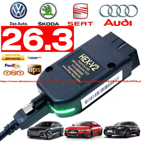 2026 New V26.3 VAG HEX V2 Interface For VAGCOM VAG COM VW-AUDi Professional Scan Code Upgrade Hardwa