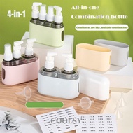 COOLSY 4-In-1 Bottled Travel Cosmetics Shampoo Shower Gel Full Press Head Portable Set Travel Kit Bottle