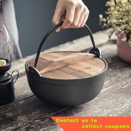 🇨🇳Yuyi Oak Cast Iron Stew Pot Household Uncoated Japanese Non-Stick Pot Old-Fashioned Pig Iron Soup Pot Thickened Japane
