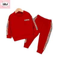 baju anak umur 1-6  tahun cowok setelan sweater burberry anak laki laki dan perempuan setelan joger 