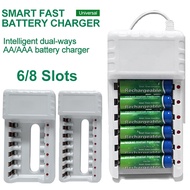 Battery Charger Universal 8 Slot AA AAA Battery USB Charger Smart LED Charging for Rechargeable Batteries
