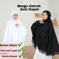 Bergo Umroh Haji Bahan Katun Premium Hijab Jumbo Bersaku Anti Copet - by Lajeng.id