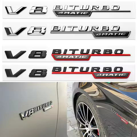 For Mercedes Benz AMG Class GLA W124 W140 W168 W177 W190 W201 W210 W221 C180 2pcs Car Stickers ABS 3