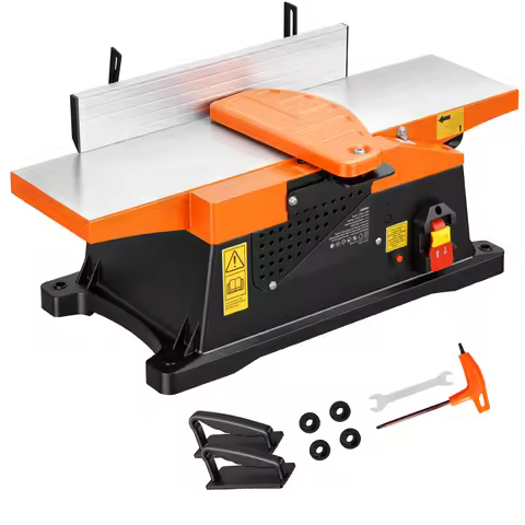SucceBuy 6in 2HP 12000 RPM Benchtop Jointer 6 x 23 in Cast Aluminum Table Up to 1/8in Depth Adjustab