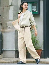 UNIQLO U系列 女裝 打褶牛仔褲 米白/24(61cm)