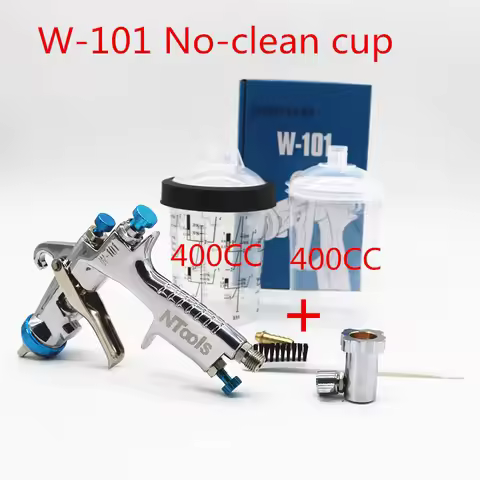 W-101 No-Clean Cup Spray Gun 134G w101 HVLP Manual Paint spray Gun Gravity 1.0/1.3/1.5/1.8mm Furnitu